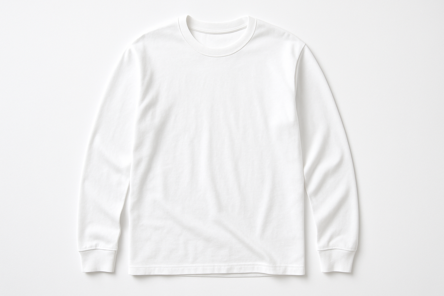 long sleeve white tee, white background