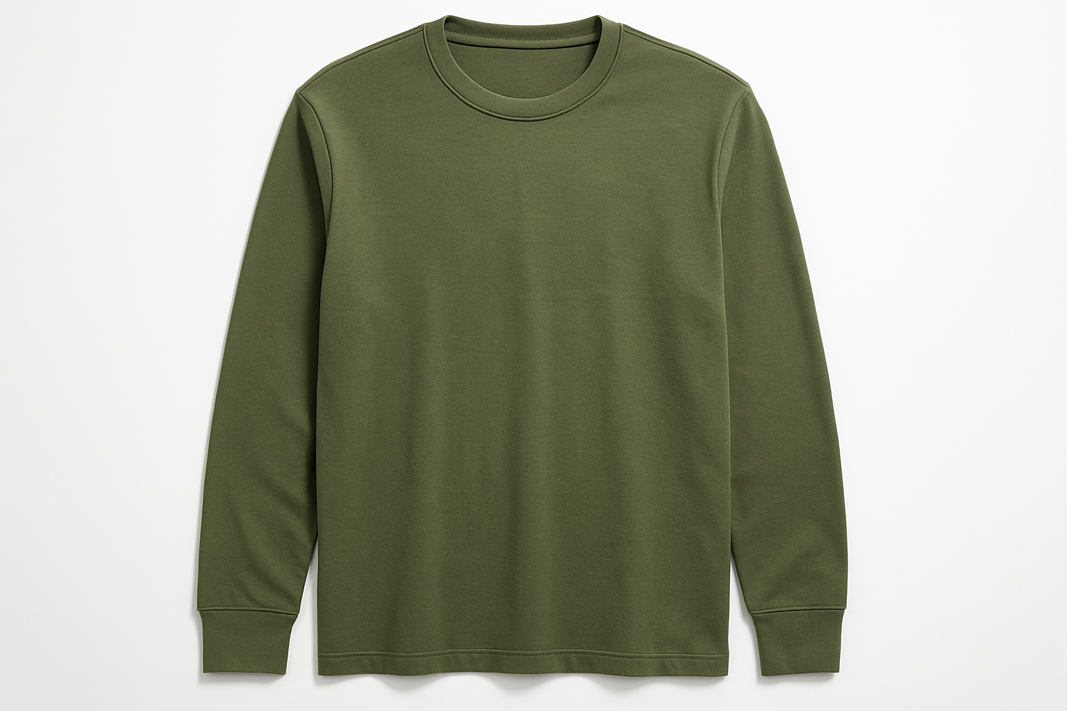 longesleeve crew neck olive white background