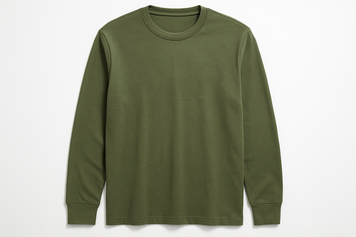 longesleeve crew neck olive white background